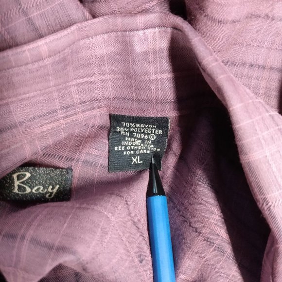 Batik Bay burgundy men's long sleeve button shirt XL - Picture 8 of 9